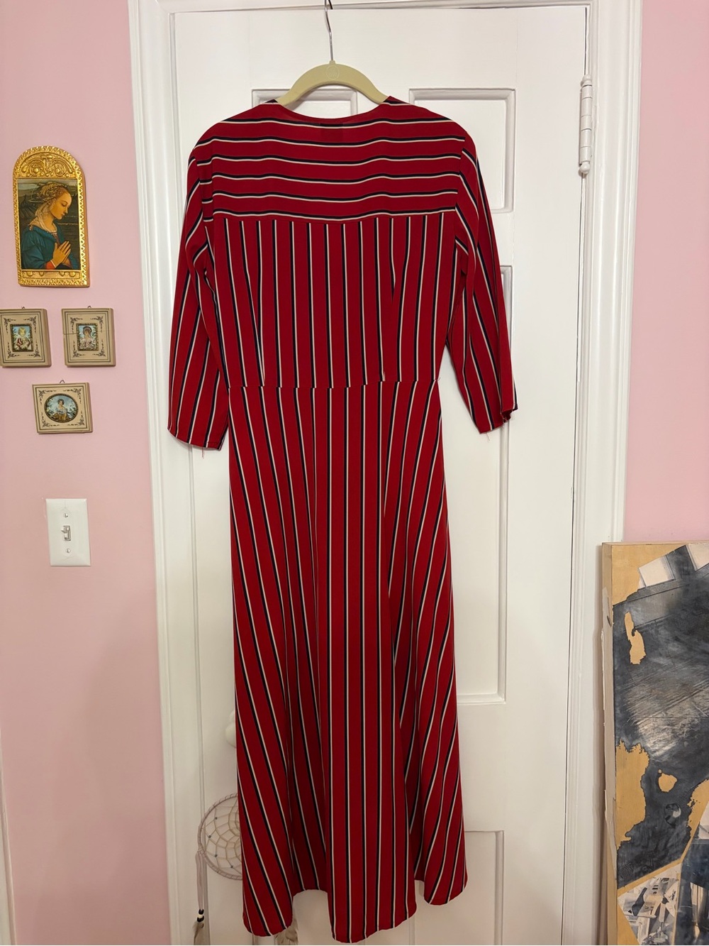 Striped Red High-Low Button-Front Dress - Picture 2 of 4